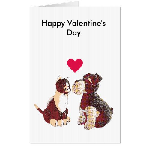 Door Stop Dog and Cat Editable Valentines Card