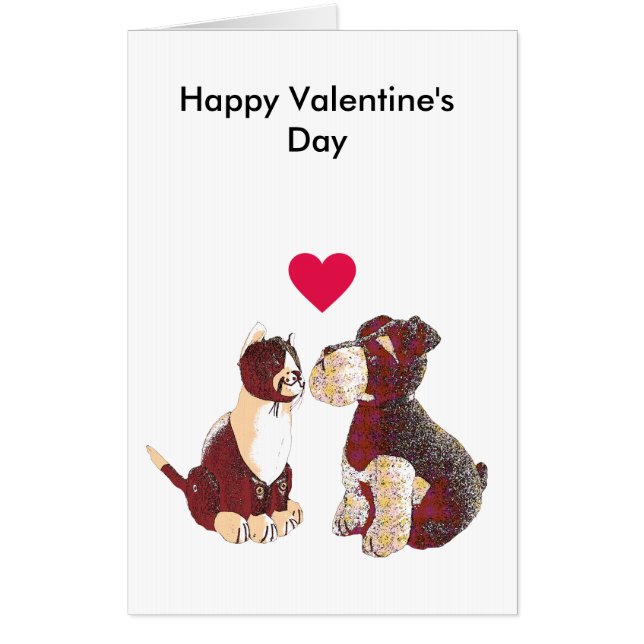 Door Stop Dog and Cat Editable Valentine's Card (Front)
