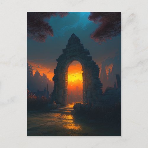 Door to sunset  postcard