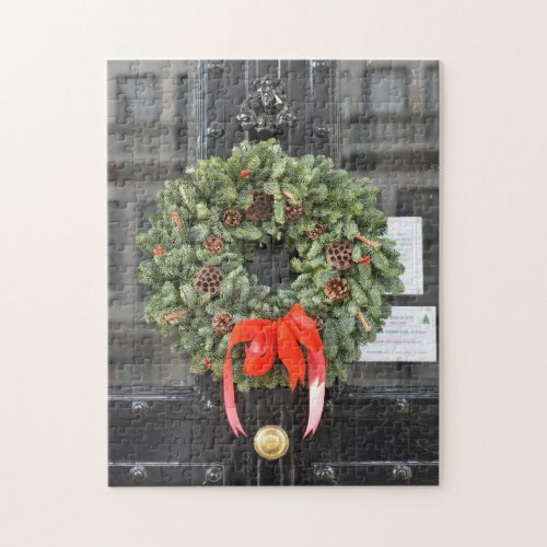 Door with Christmas Wreath London England UK Jigsaw Puzzle