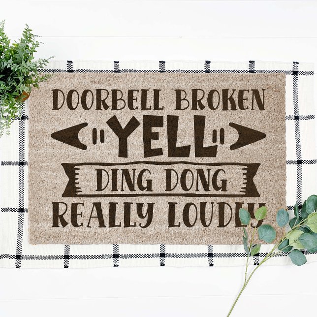 Doorbell Broken Yell DingDong Funny Coir Fiber Doormat (Creator Uploaded)