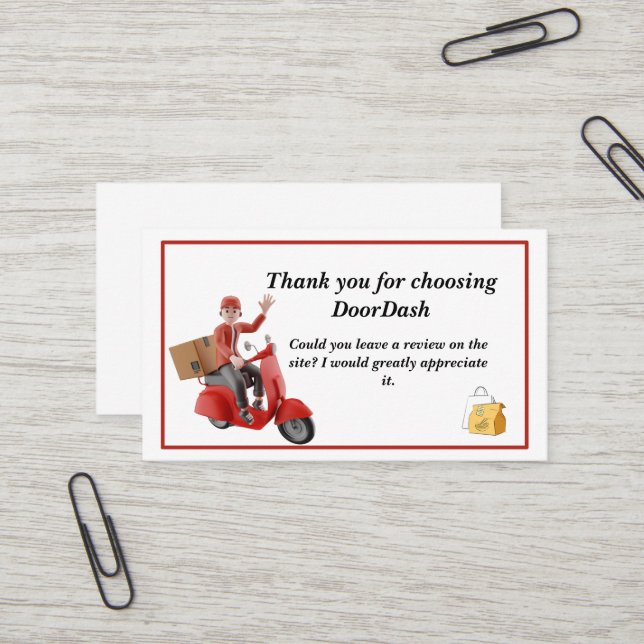 Doordash Delivery Driver Thank you Business Card | Zazzle