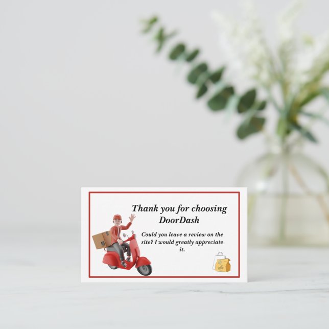 Doordash Delivery Driver Thank you Business Card | Zazzle