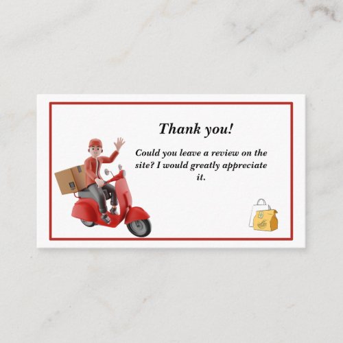 Doordash Delivery Driver Thank you  Business Card