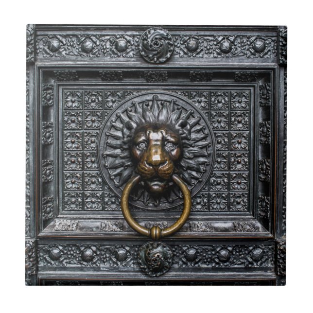 Doorknocker Lion - Black / Gold Tile (Front)