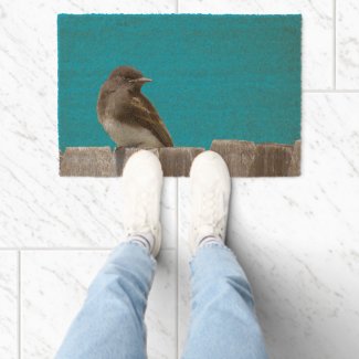 Doormat - Bird on Wooden Fence