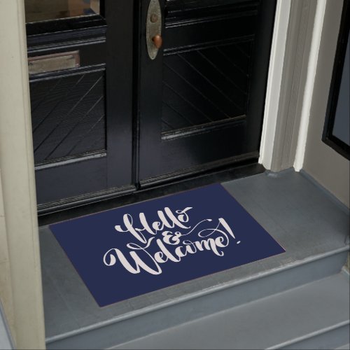 Doormat Door Mat Calligraphy Welcome Mat - Doormat Door Mat Calligraphy Welcome Navy Blue and White Mat