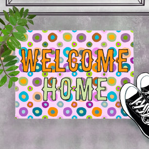 doormat fun colorful welcome home pink