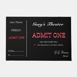 Doormat Home Movie Theater TV Room Ticket Rug