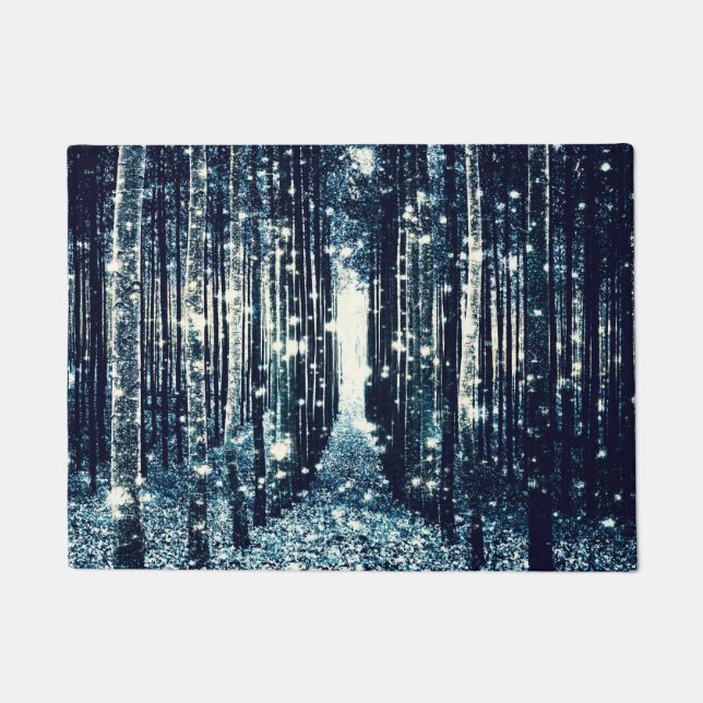 Doormat : Magical Forest Teal Gray Elegance (Front)