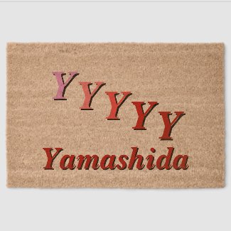Doormat - Staggered Initials with Name in Reds