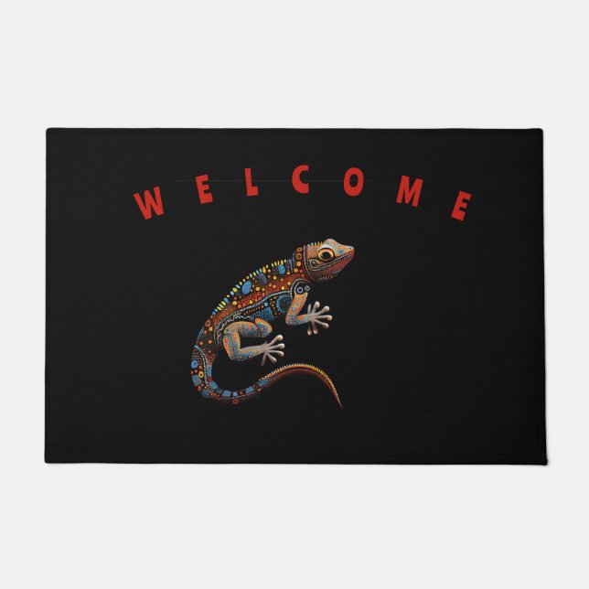 Doormat Welcome Aboriginal Art style Goanna (Front)