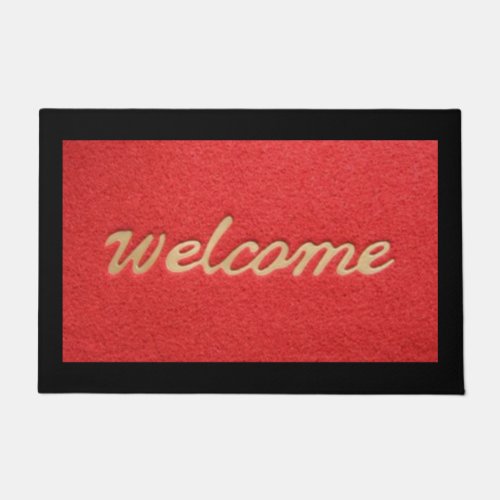 Doormat Welcome Red Gold Black