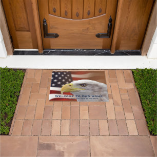 Doormat Welcome to Our Home Eagle Flag