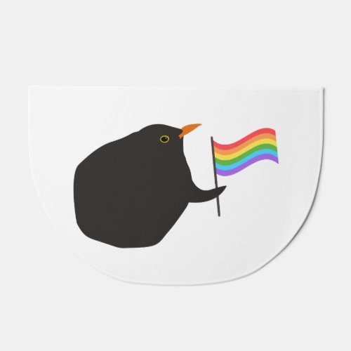 Doormat with funny bird and lgbt rainbow flag