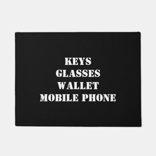 Doormat with keys glasses mobile phone wallet