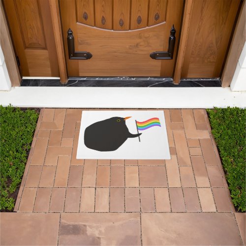 Doormat with lgbt flag and bird