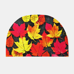 Doormat with Red and Yellow Fall Leaves