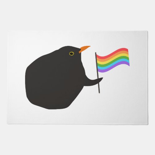 Doormat withlgbt rainbow flag and bird