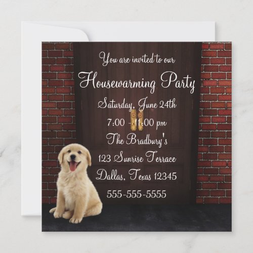 Doors Dog Brick Wall Housewarming Party Custom Announcement