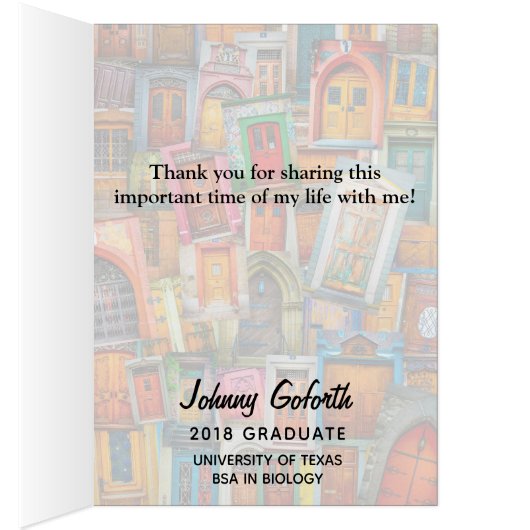 Doors Modern Photo Graduation Announcement (Inside (Right))