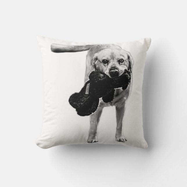 Doorway Greeting – Plush in Tow Throw Pillow (Front)