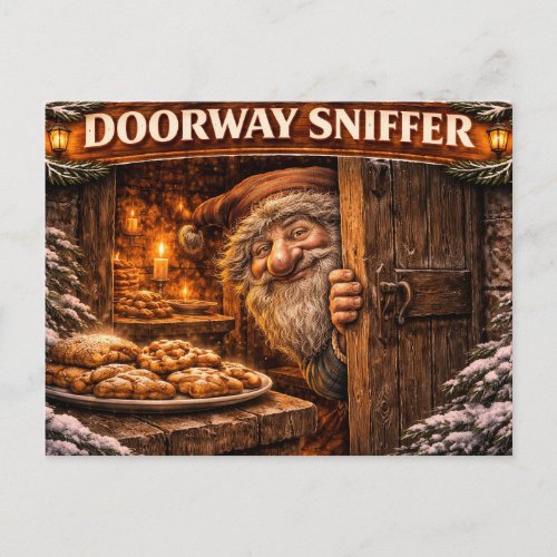 Doorway Sniffer Icelandic Yule Lad Holiday Postcard