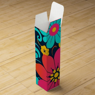 Dopamine Decor – Bright Funky Flowers-Retro Wine Box