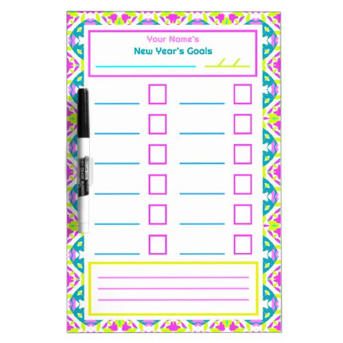 Dopamine Decor Lime Blue Pink New Year Goals Dry Erase Board