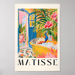 Dopamine Decor, Peacock In Bathtub Art Print, Funn Poster