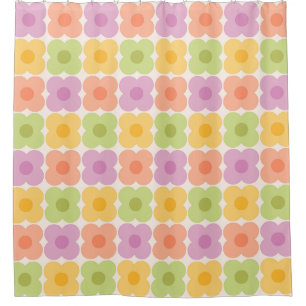 Dopamine Decor Retro Floral 70s Pastel Geometric Shower Curtain