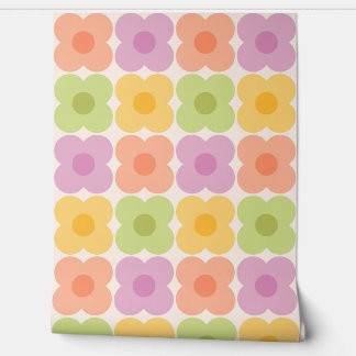 Dopamine Decor Retro Floral 70s Pastel Geometric Wallpaper