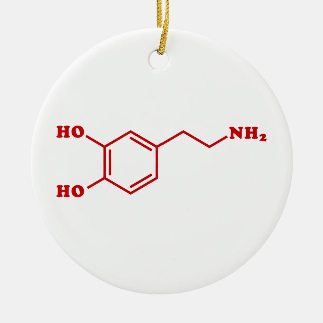 Dopamine Molecular Chemical Formula Ceramic Ornament (Front)