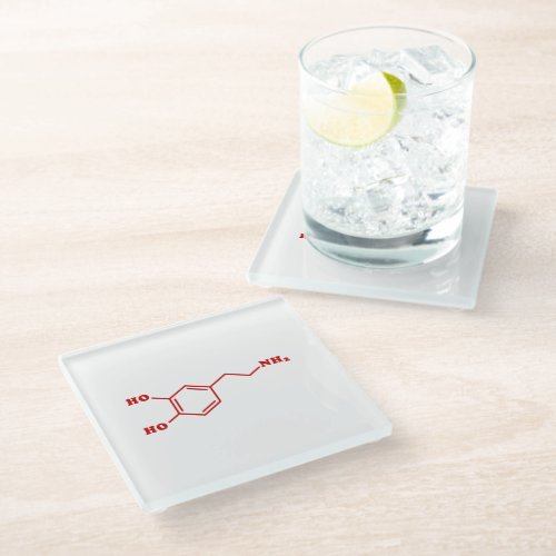 Dopamine Molecular Chemical Formula Glass Coaster