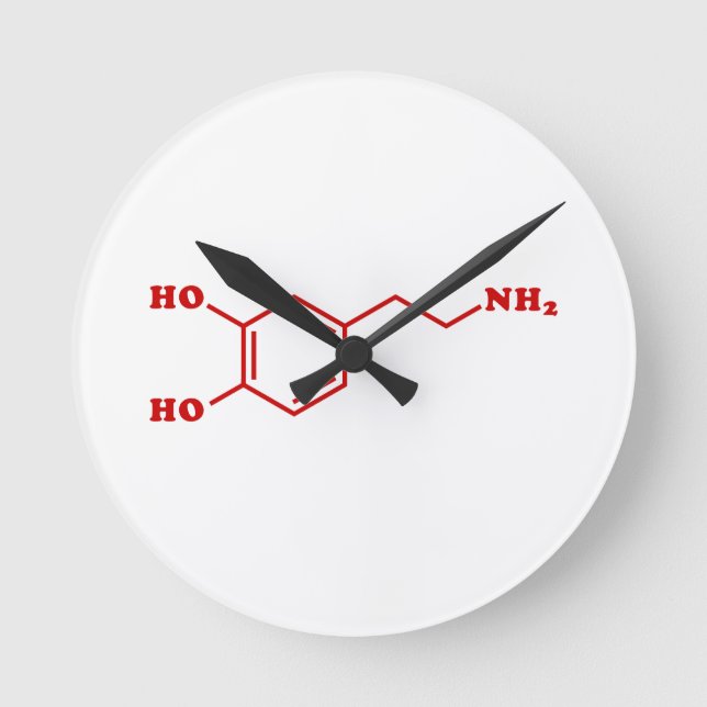 Dopamine Molecular Chemical Formula Round Clock (Front)