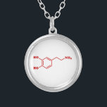 Dopamine Molecular Chemical Formula Silver Plated Necklace<br><div class="desc">Dopamine Molecule ~ Chemical Skeletal Structural Formula Organic Compound.

Globe Trotters specialises in idiosyncratic imagery from around the globe. Here you will find unique Greeting Cards,  Postcards,  Posters,  Mousepads and more.</div>