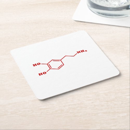 Dopamine Molecular Chemical Formula Square Paper Coaster