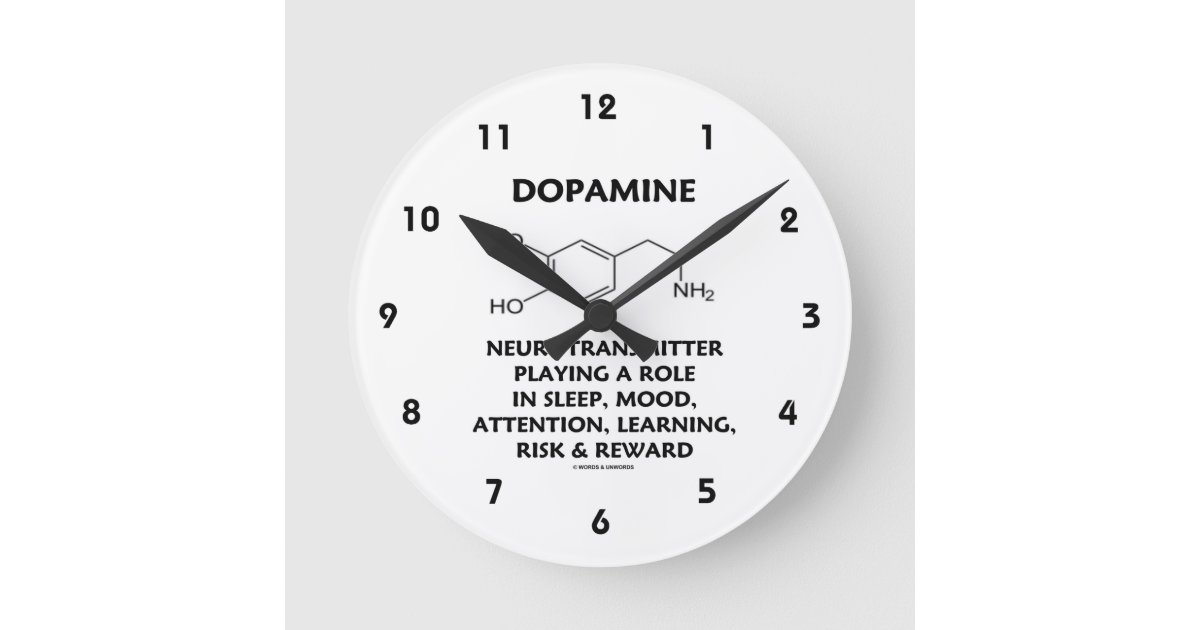 Dopamine Neurotransmitter (Chemical Molecule) Roun Round Clock | Zazzle