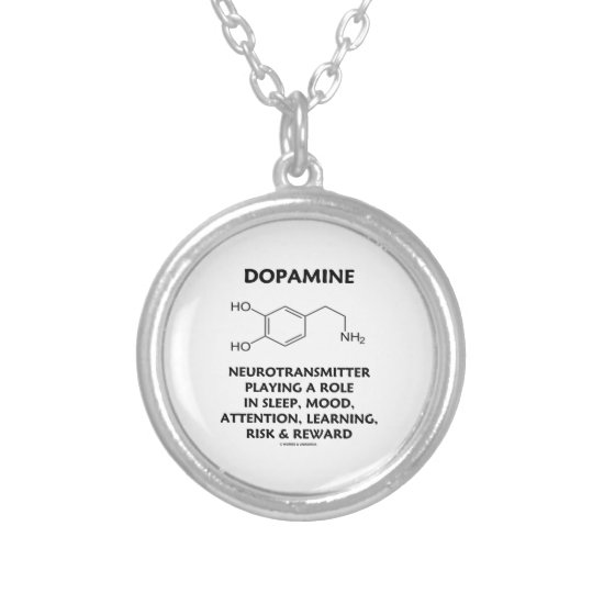 Dopamine Neurotransmitter (Chemical Molecule) Silver Plated Necklace