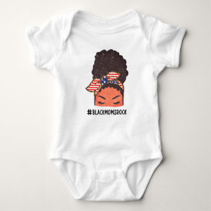 Dope Black Mom, Black Afro Messy Bun Kente Colors Baby Bodysuit
