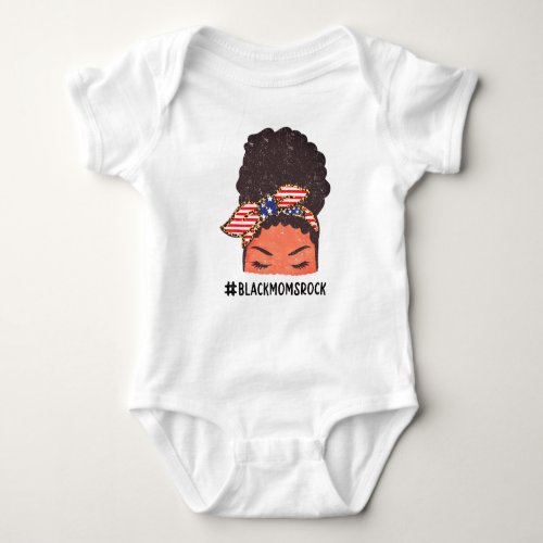 Dope Black Mom Black Afro Messy Bun Kente Colors Baby Bodysuit