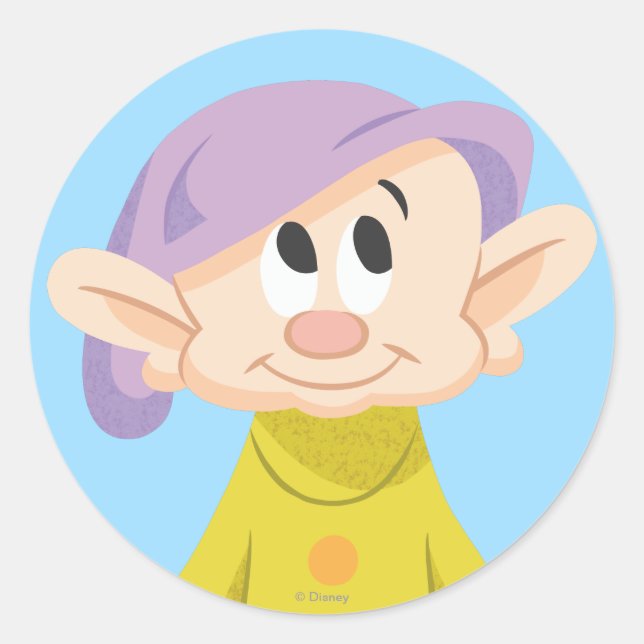 Dopey 5 classic round sticker (Front)