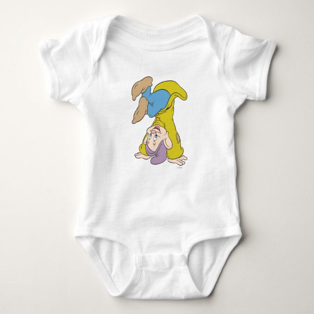 Dopey Doing a Head Stand Baby Bodysuit (Front)