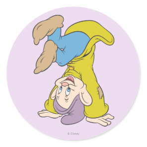 Dopey Doing a Head Stand Classic Round Sticker