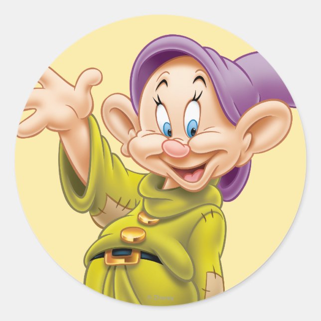 Dopey Waving Classic Round Sticker (Front)