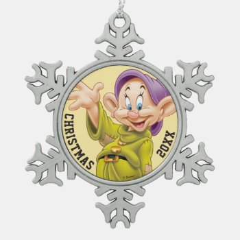 Dopey Waving Snowflake Pewter Christmas Ornament by SevenDwarfs at Zazzle