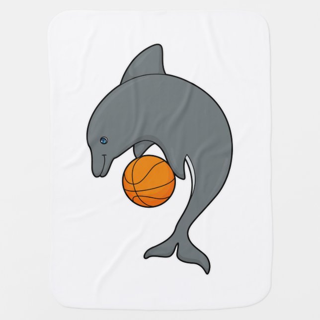 Dophin as Basketball player with Basketball Baby Blanket (Front)