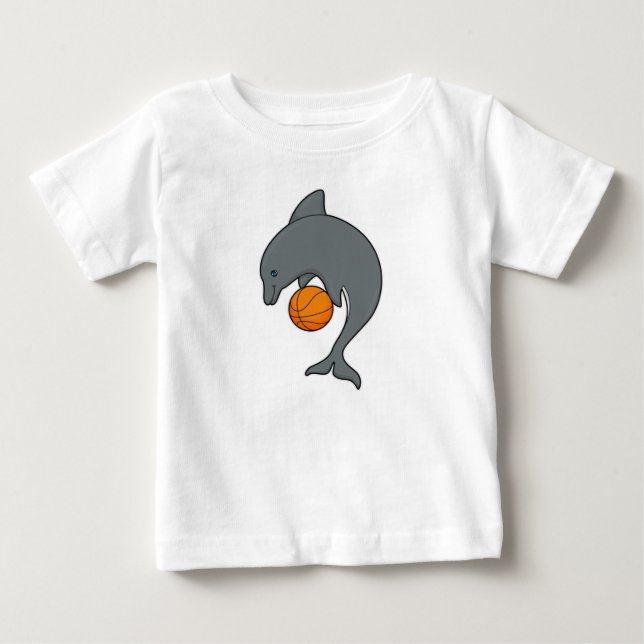 Dophin as Basketball player with Basketball Baby T-Shirt (Front)