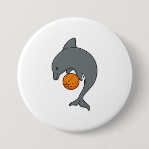 Dophin as Basketball player with Basketball Button