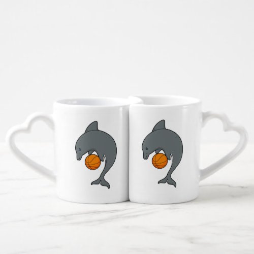 Dophin as Basketball player with Basketball Coffee Mug Set